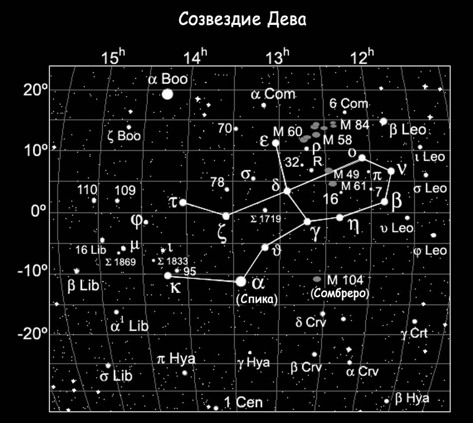 Localisation de M104 dans la constellation de la Vierge