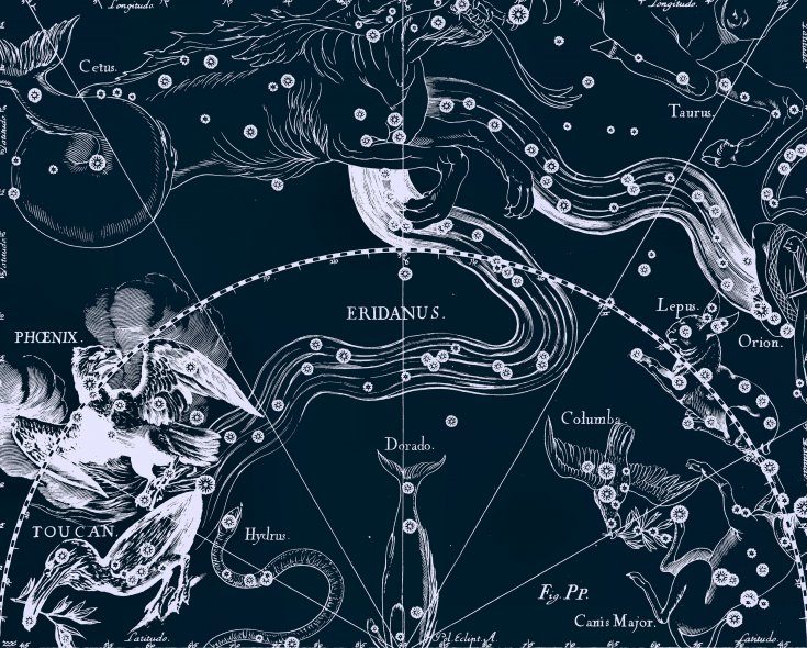 Constellation de l'Eridanus, dessin de Jan Hevelius tiré de son atlas des constellations