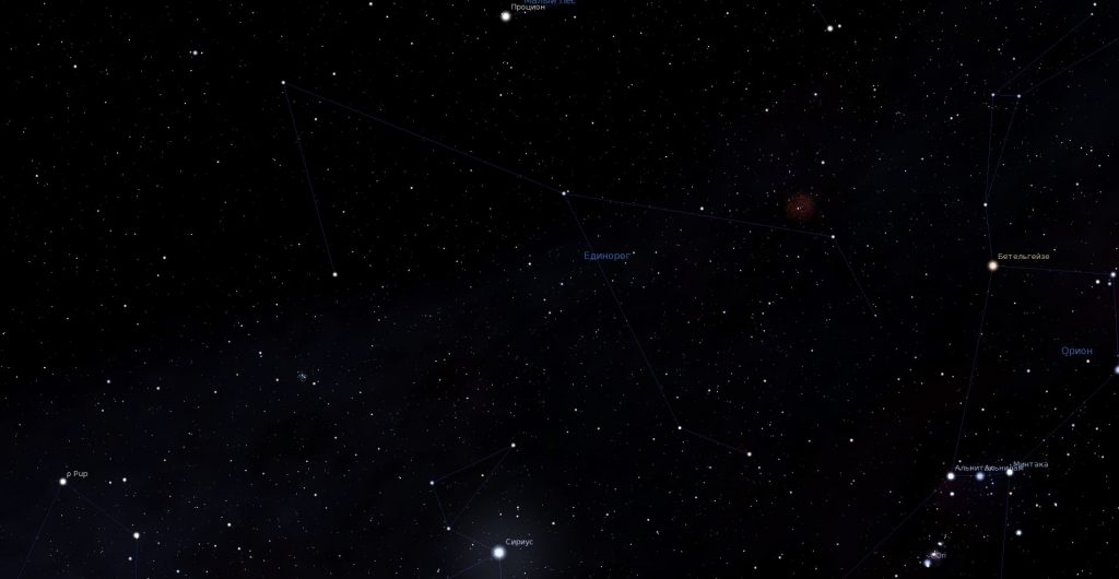 Constellation de la Licorne, vue sur le programme du planétarium