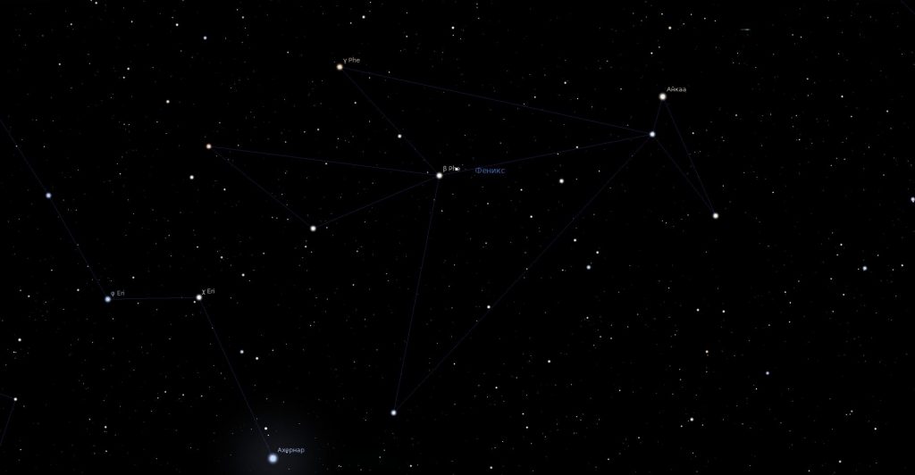 La constellation du Phénix, vue dans le programme du planétarium