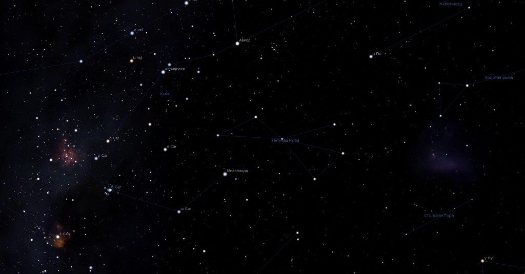 Constellation du Poisson volant, vue dans le programme du planétarium Stellarium