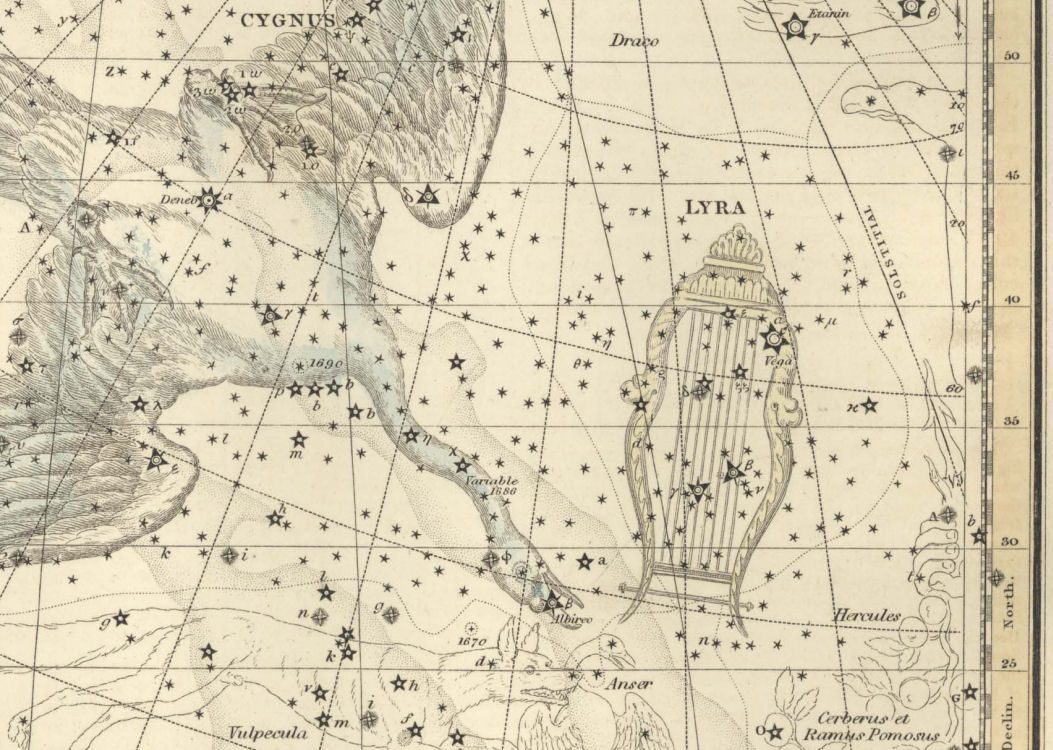 Constellation Lyrae, d'après un ancien atlas du ciel