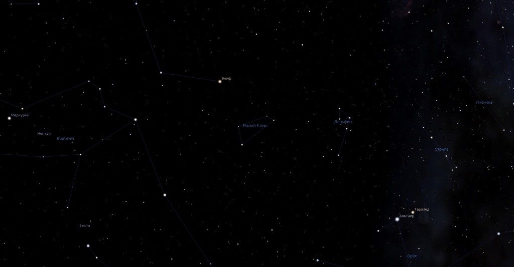 Constellation du Petit Cheval, vue dans le programme du planétarium Stellarium