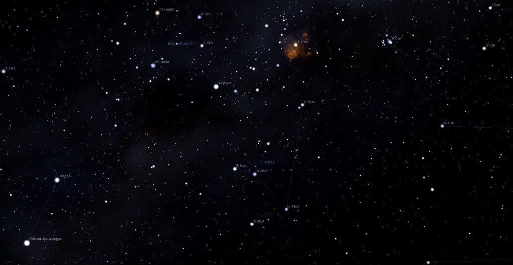 Constellation Fly, vue dans le programme du planétarium Stellarium