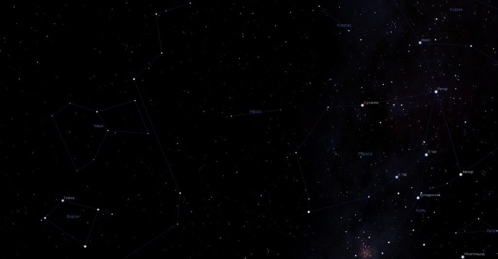 Constellation Pump, vue dans le programme du planétarium Stellarium