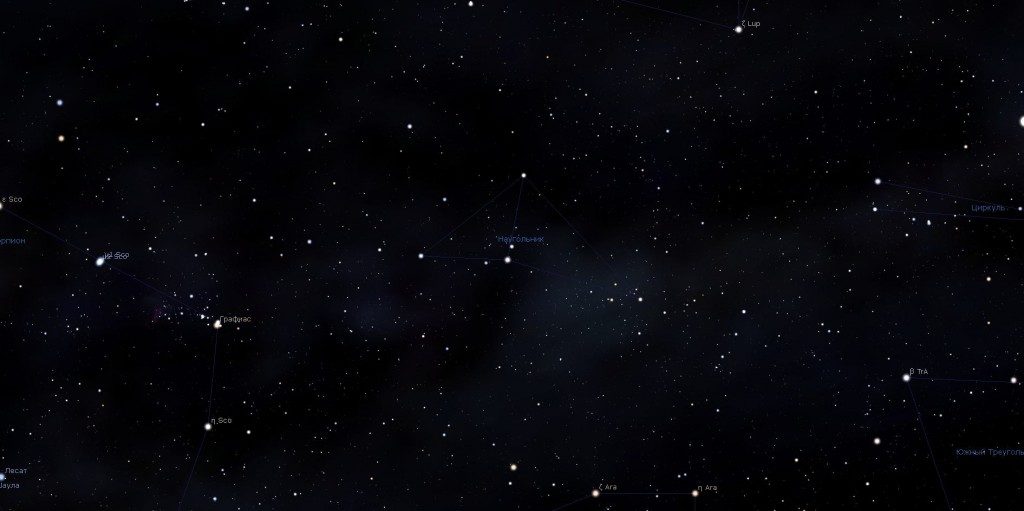 Constellation Naugolnik, vue dans le programme du planétarium Stellarium