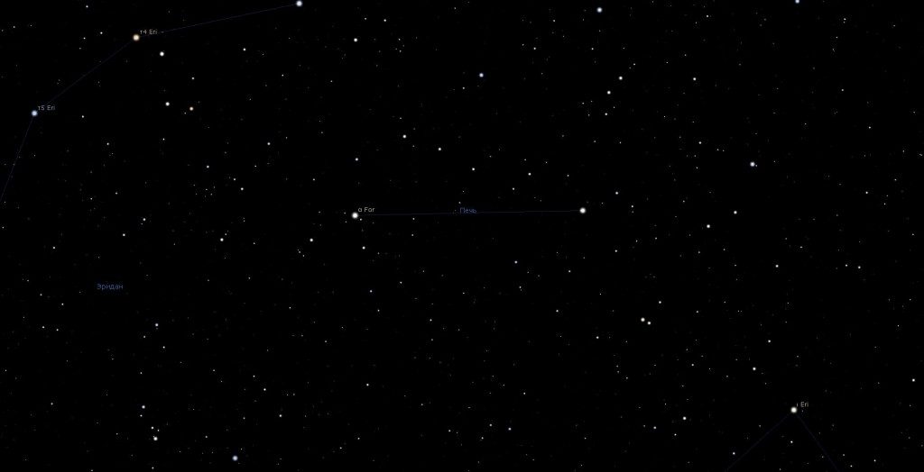Four Constellation, vue dans le programme du planétarium Stellarium