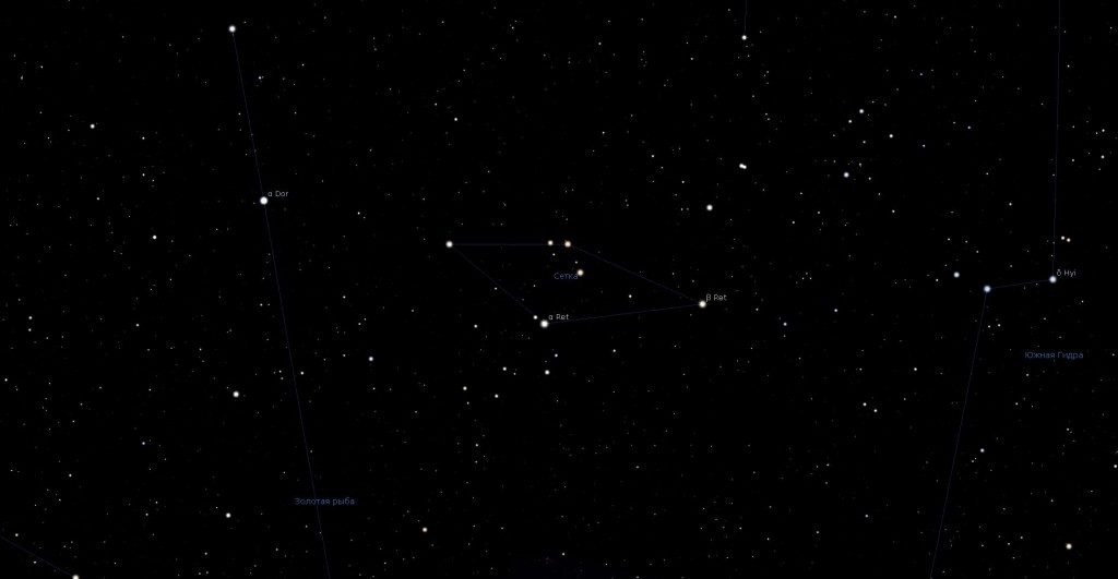 Grille des constellations, vue dans le programme du planétarium Stellarium