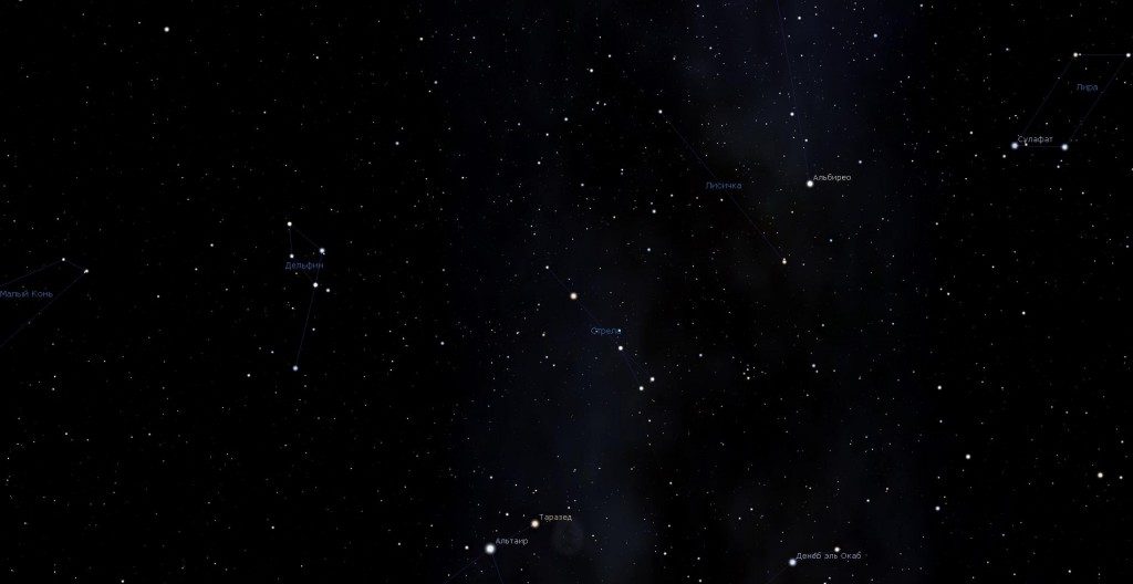 Constellation de la Flèche, vue dans le programme du planétarium Stellarium