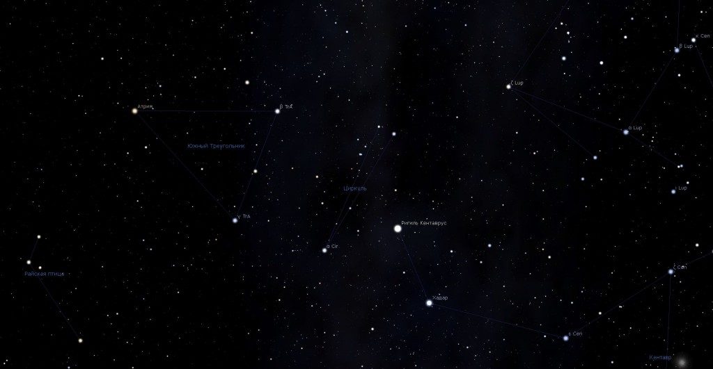 Constellation Circulus, vue dans le programme du planétarium Stellarium
