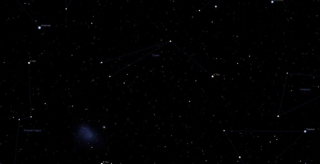 Constellation du Toucan, vue dans le programme du planétarium Stellarium