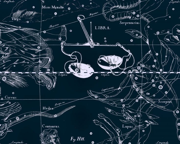 La constellation de la Balance, dessin de Jan Hevelius d'après son atlas des constellations
