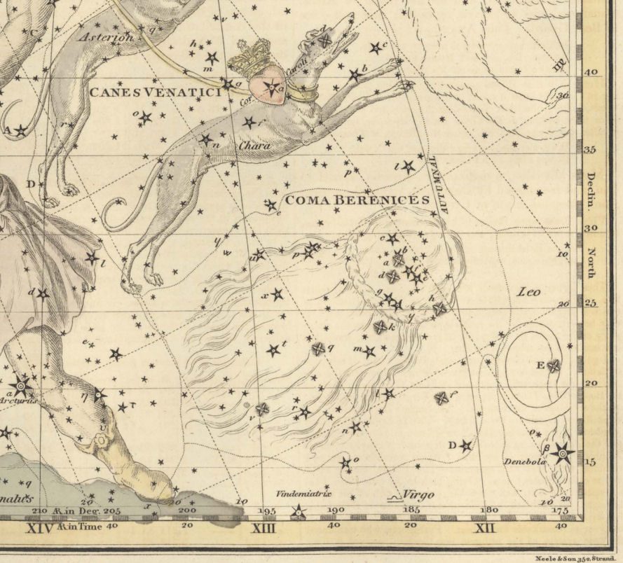 Constellation de la Chevelure de Véronique, d'après un vieil atlas du ciel