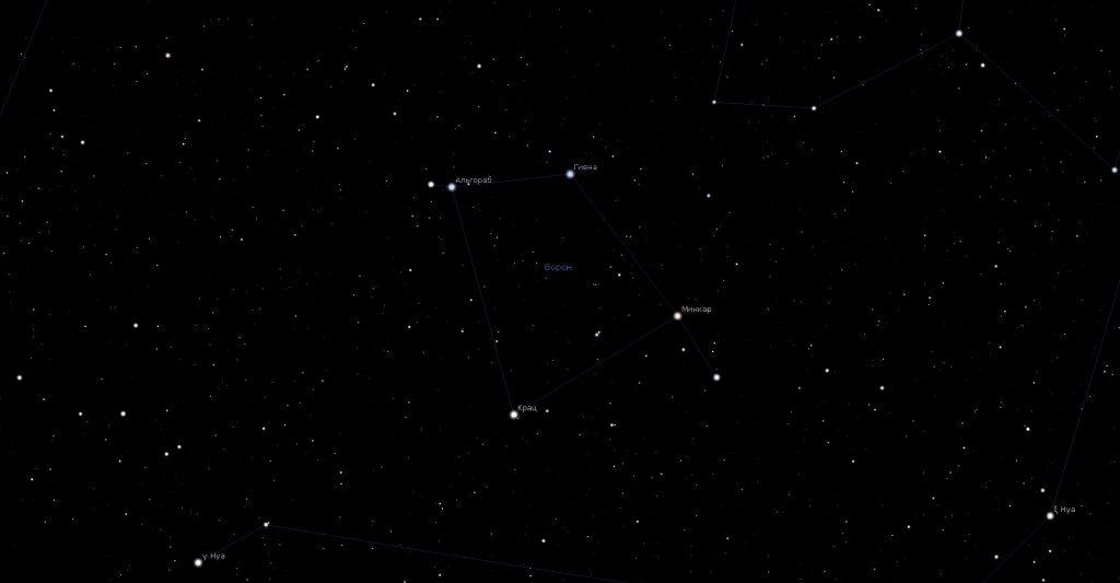 Constellation du Corbeau, vue dans le programme du planétarium Stellarium