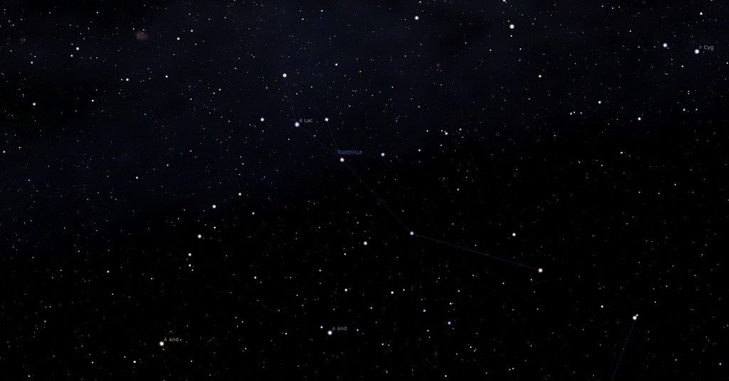 Constellation du Lézard, vue dans le programme du planétarium Stellarium