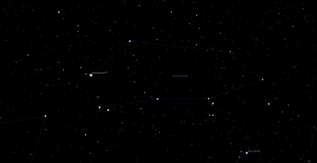 Constellation du Poisson Sud, vue dans le programme du planétarium Stellarium