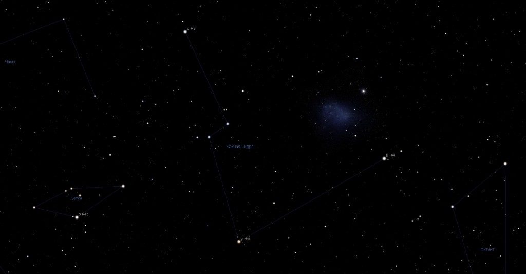 Constellation de l'Hydre du Sud, vue dans le programme du planétarium Stellarium