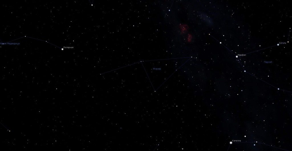 Constellation de la Girafe, vue dans le programme du planétarium Stellarium