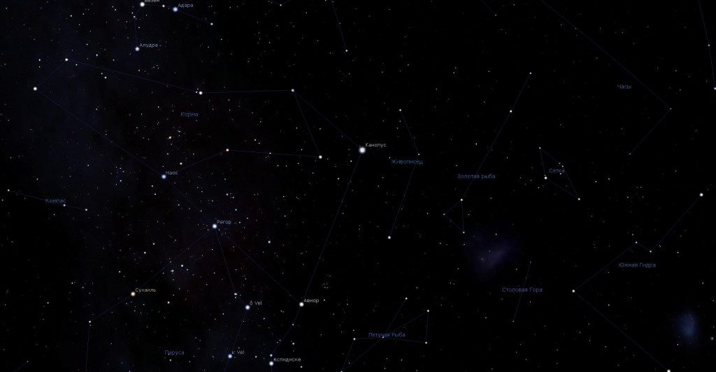 La constellation Zivopisets, vue dans le programme du planétarium Stellarium
