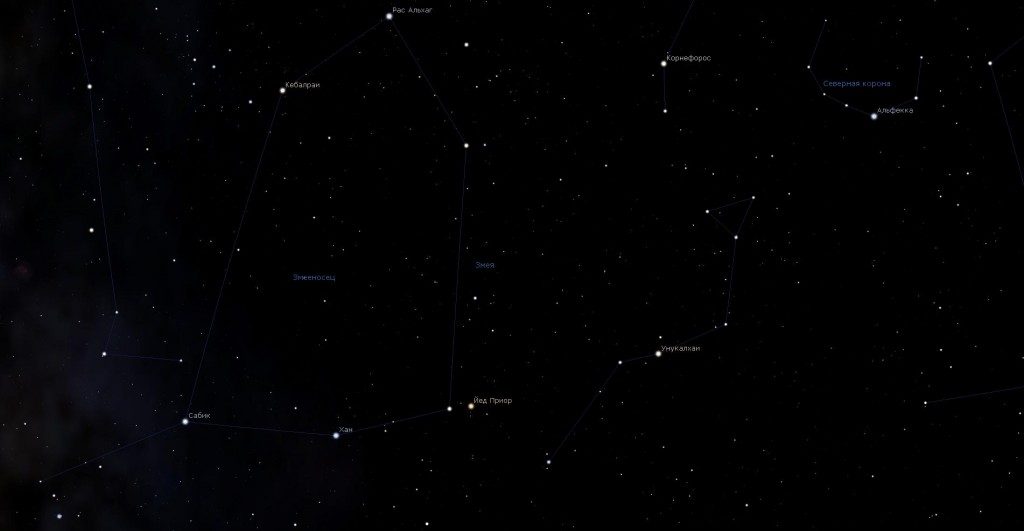 Constellation Zieia, vue dans le programme de planétarium Stellarium
