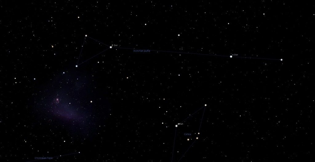 Constellation du poisson rouge, vue dans le programme du planétarium Stellarium