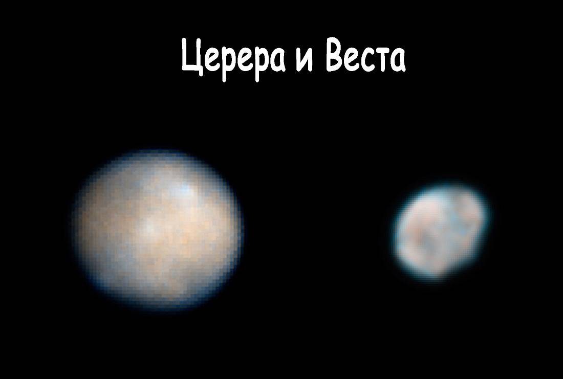 Comparaison de Cérès et Vesta