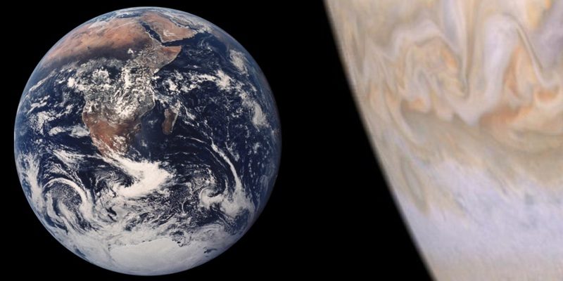 Comparaison de la Terre et de Jupiter