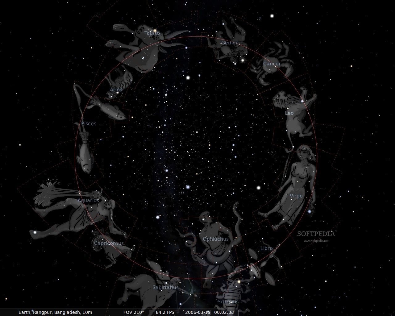 Illustrations de constellations dans le programme Stellarium 