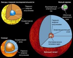 Structure de différentes étoiles