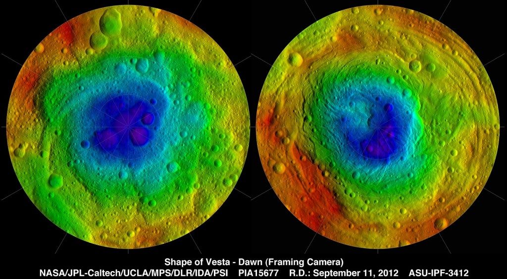 Carte topographique de l'astéroïde Vesta