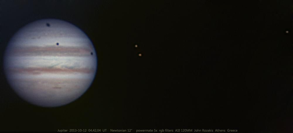 Triple transit de lunes sur Jupiter le 12 octobre 2013