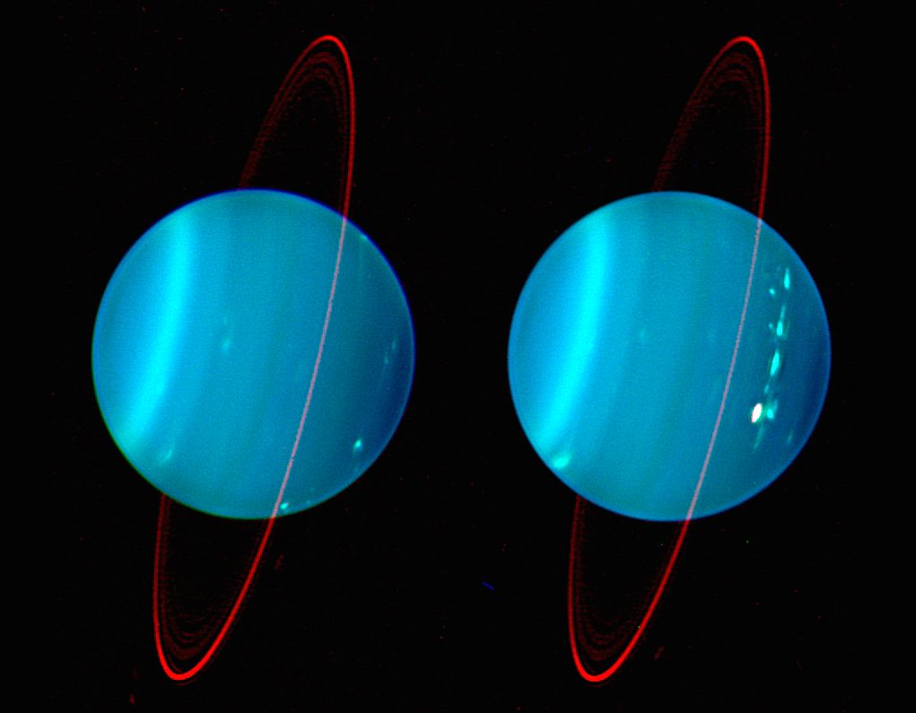 Uranus, image infrarouge prise par le télescope Keck.