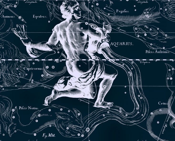 Verseau, dessin de Jan Hevelius d'après son atlas des constellations