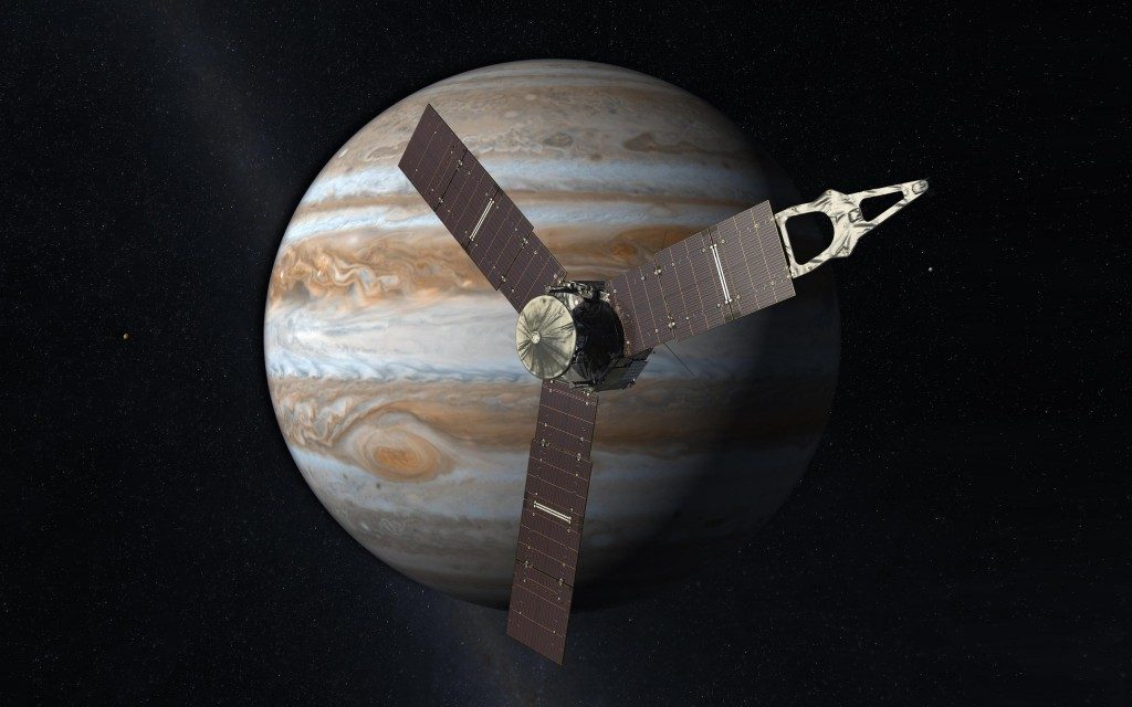 Juno sur fond de Jupiter