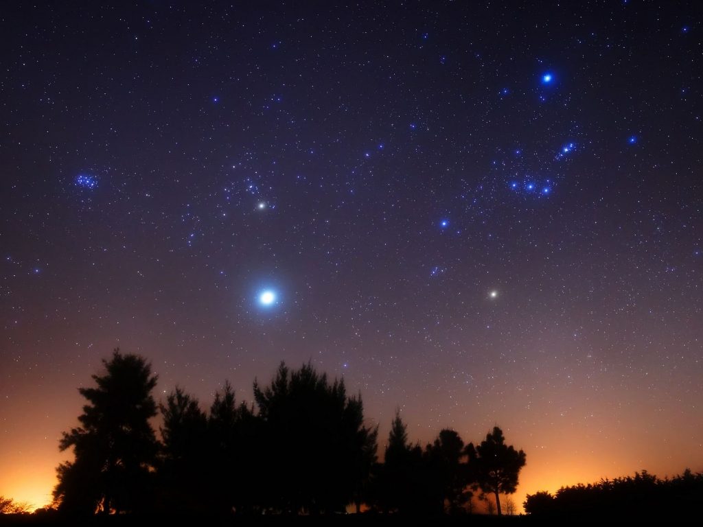 Jupiter, Aldébaran, Bételgeuse, M42 et les Pléiades.