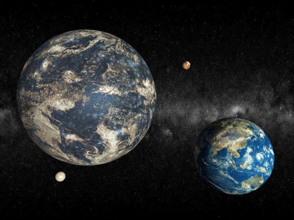 La Terre et la planète Nibiru, découvertes avec Photoshop.