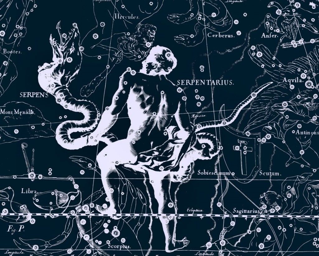 Serpent, dessin de Jan Hevelius tiré de son atlas des constellations